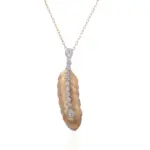 14k gold feather diamond pendant necklace 1