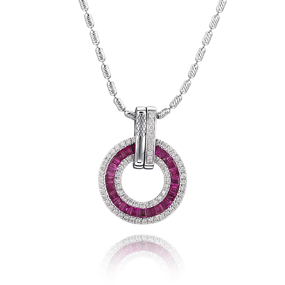 14k gold ferris wheel diamond pendant necklace with ruby accents 1 14k gold ferris wheel diamond pendant necklace with ruby accents 1
