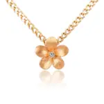 14k gold flower diamond clip on charm necklace 1