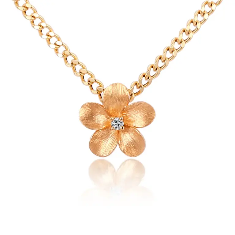 14-karätige Gold-Blumen-Diamant-Clip-Halskette 1
