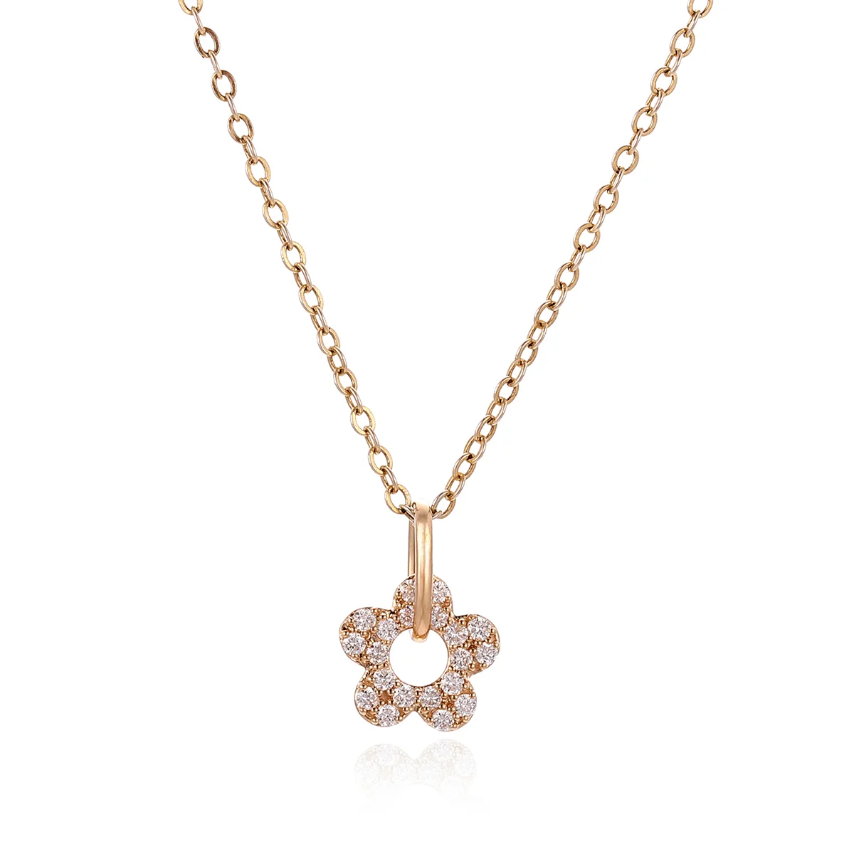 14k gold flower diamond pendant necklace 1 14k gold flower diamond pendant necklace 1