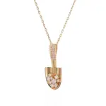 14k gold good luck shovel diamond pendant necklace 1