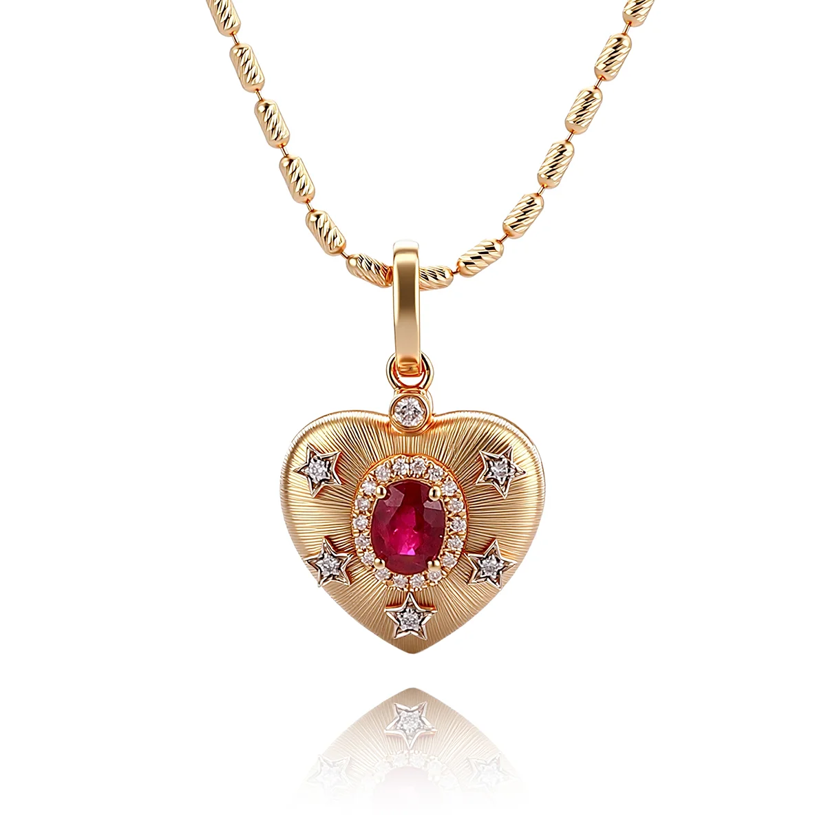 14k gold heart diamond pendant necklace with ruby accents 1 14k gold heart diamond pendant necklace with ruby accents 1