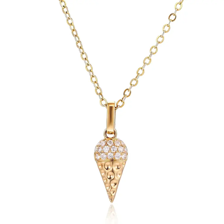 14k gold ice cream diamond pendant necklace 1