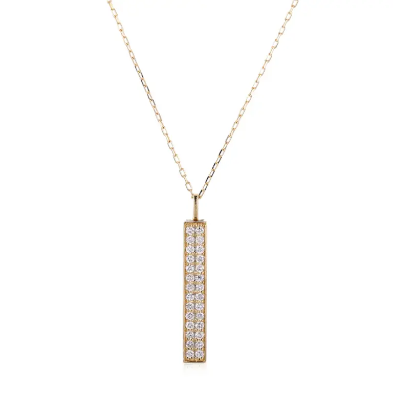 14k gold lucky fortune stick diamond pendant necklace 1