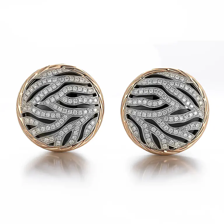 Brincos de pressão em ouro 14k com pavé de diamantes 1