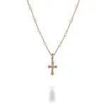 14k gold petite diamond cross necklace 1
