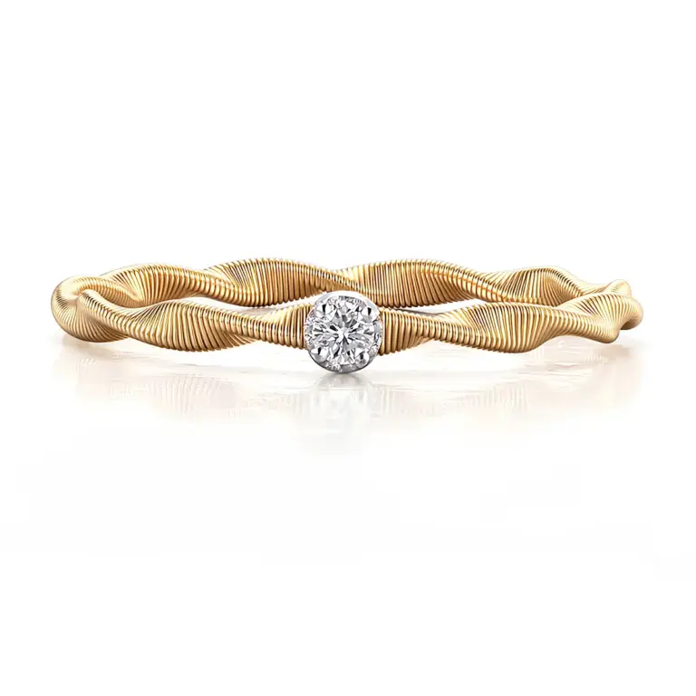 14k gold petite twist solitaire diamond ring 1