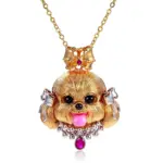 14k gold puppy diamond pendant necklace 1