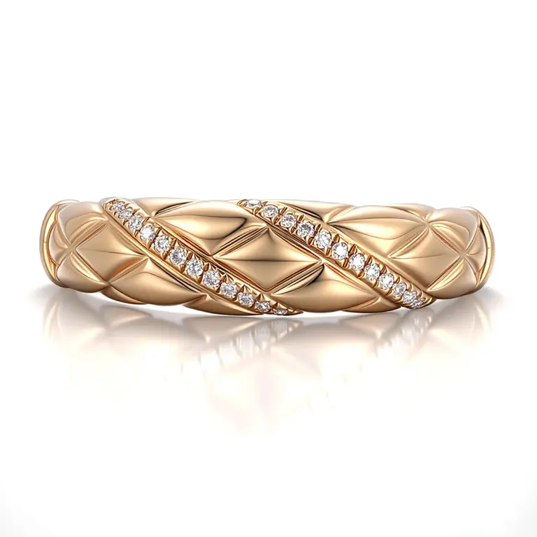 14k gold quilted lattice diamond eternity ring 1