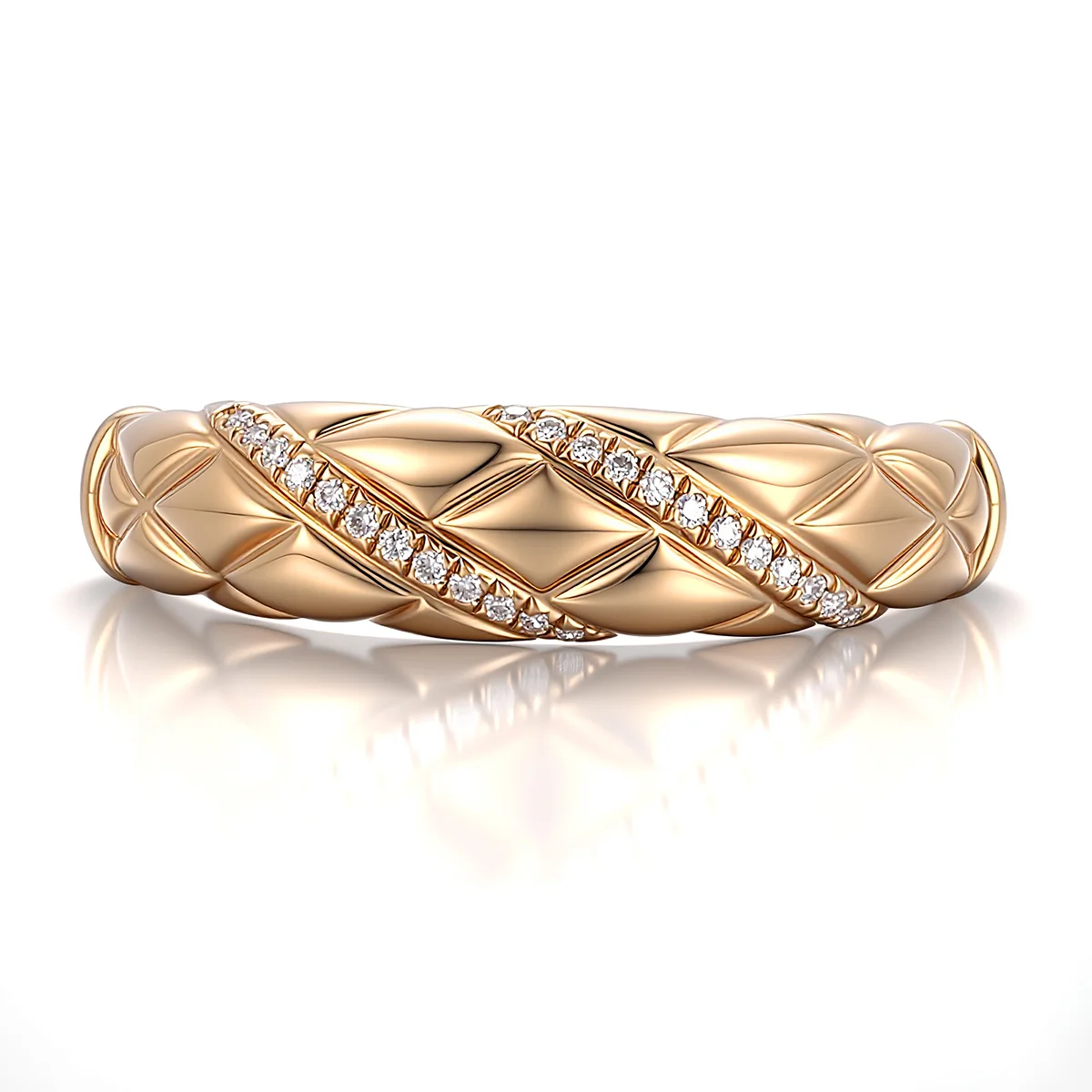 14k gold quilted lattice diamond eternity ring 1 14k gold quilted lattice diamond eternity ring 1