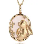 14k gold rabbit diamond pendant necklace with mother of pearl 1