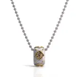 14k gold rolling bead diamond pendant necklace 1