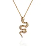 14k gold serpent diamond pendant necklace 1