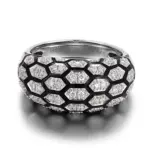 14k gold snake texture diamond wide band ring 1
