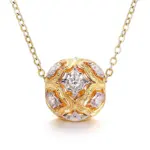 14k gold spinning bead diamond pendant necklace 1