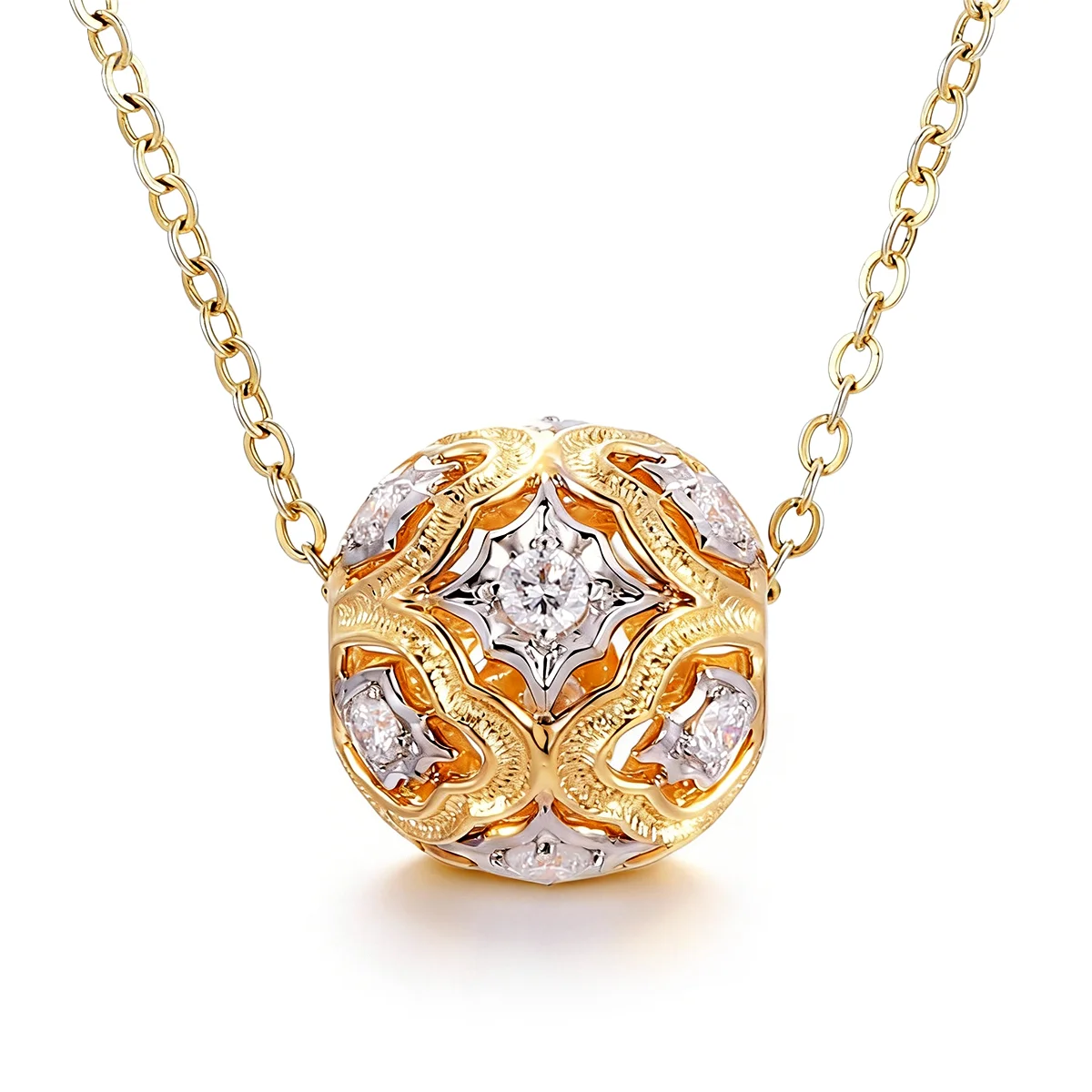 14k gold spinning bead diamond pendant necklace 1 14k gold spinning bead diamond pendant necklace 1