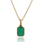 14k gold square emerald cut lab grown emerald pendant necklace 1
