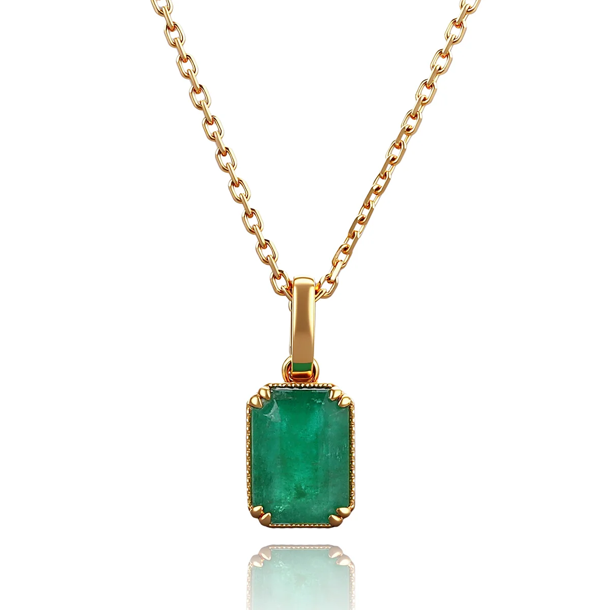 14k gold square emerald cut lab grown emerald pendant necklace 1 14k gold square emerald cut lab grown emerald pendant necklace 1