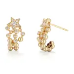 Brincos de diamante em formato de estrela em ouro 14k 1