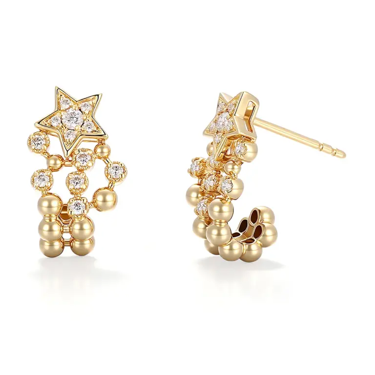 14k gouden stervormige diamanten oorknopjes 1