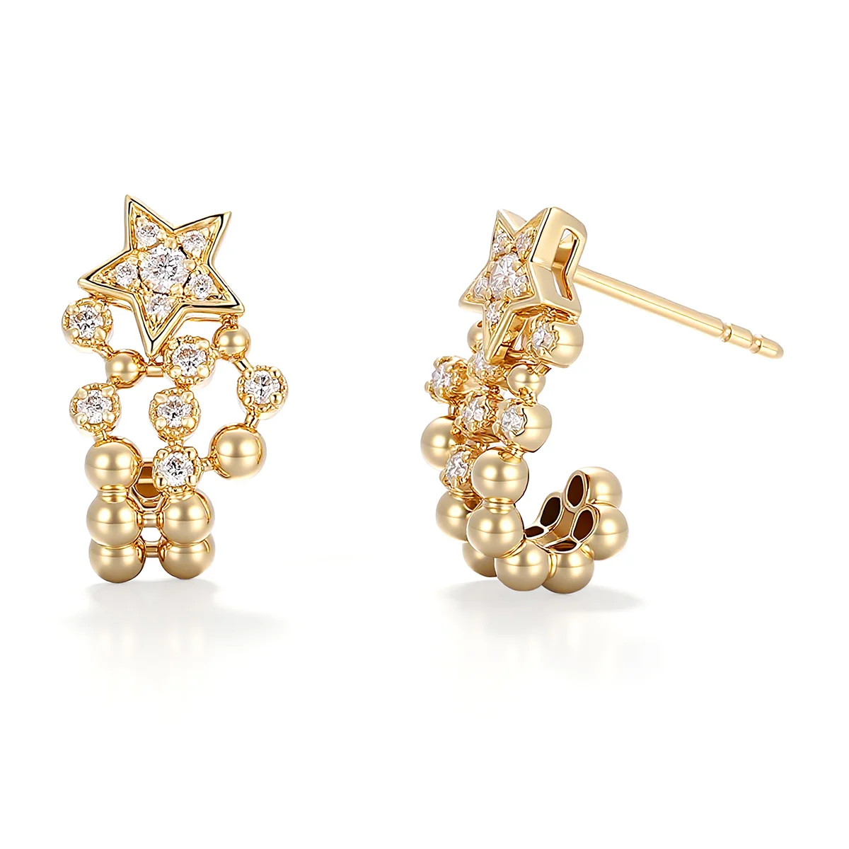 14k gouden stervormige diamanten oorknopjes 1 14k gouden stervormige diamanten oorknopjes 1