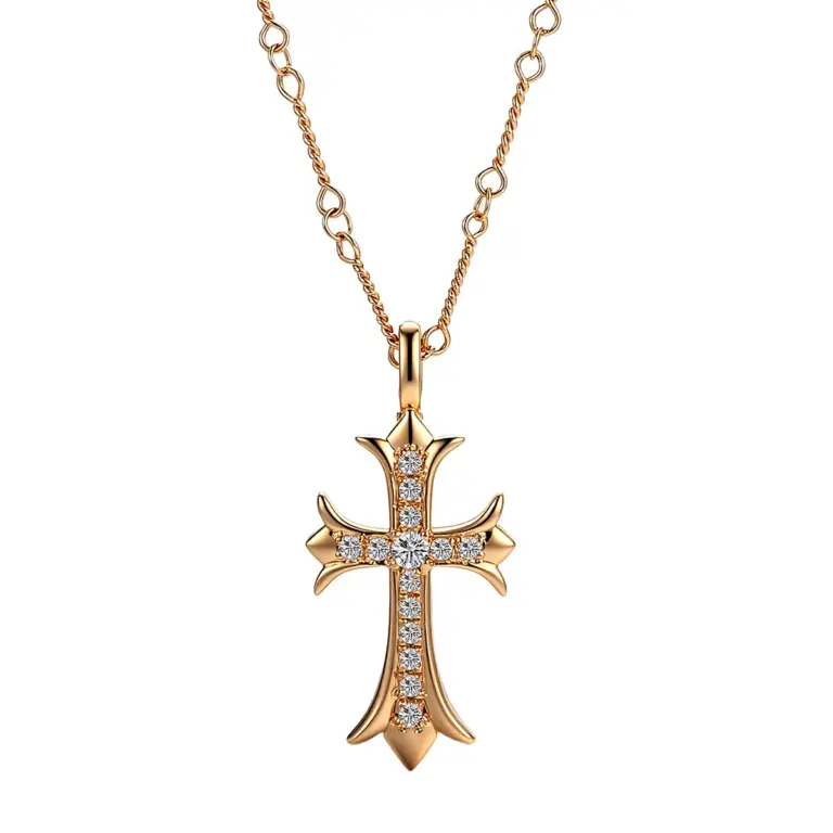 Collar con cruz de diamantes de oro de 14k 1