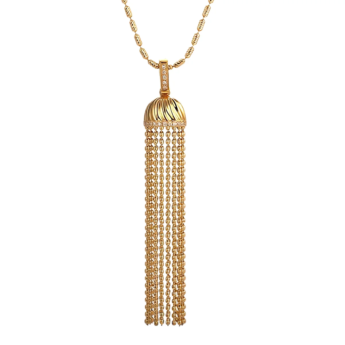 14k gold tassel diamond pendant necklace 1 14k gold tassel diamond pendant necklace 1