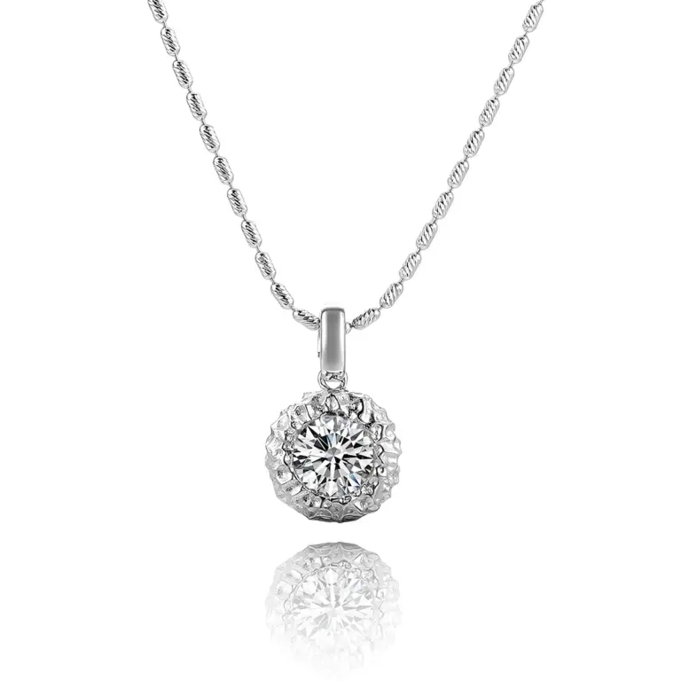 14k gold timeless 1ct round diamond pendant necklace 1