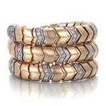 14k gold triple layer snake diamond statement ring 1