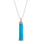 14k gold turquoise accent diamond tassel pendant necklace 1