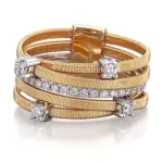 14k gold woven thread diamond split shank ring 1