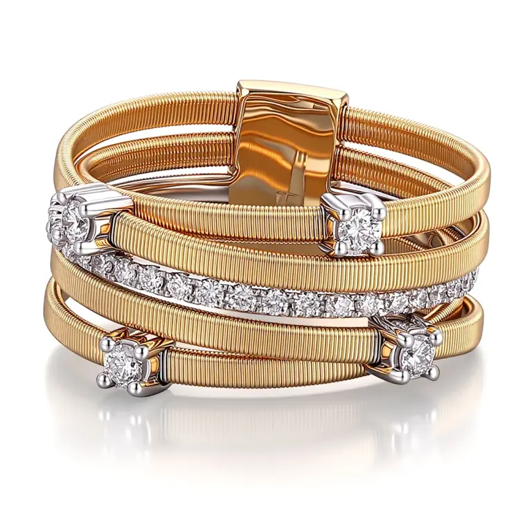 14k gold woven thread diamond split shank ring 1