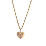 14k two tone gold brushed heart diamond pendant necklace 1