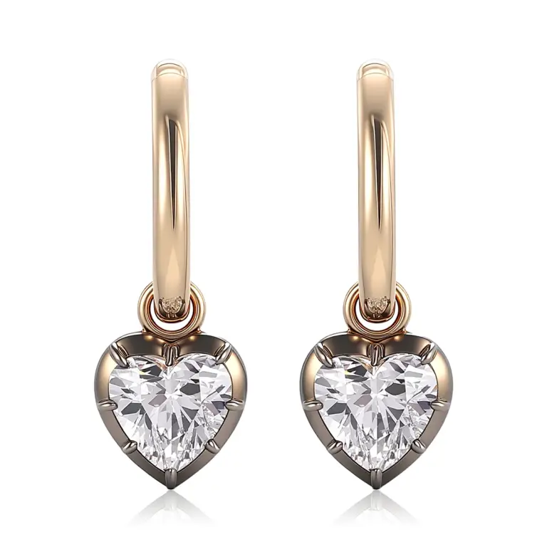 18k black gold heart lab grown diamond drop earrings 1