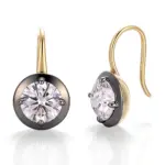 18k black gold round lab grown diamond drop earrings 1
