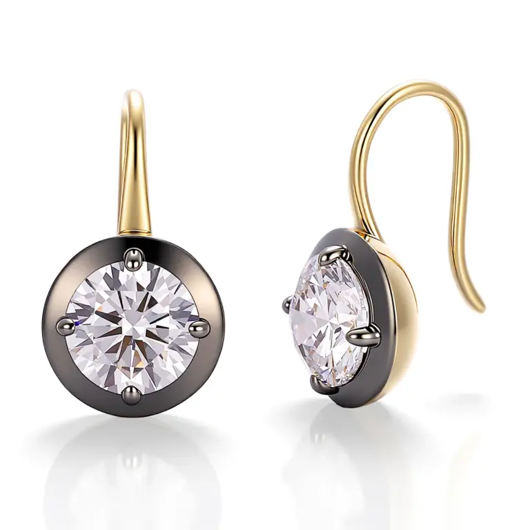 18k black gold round lab grown diamond drop earrings 1