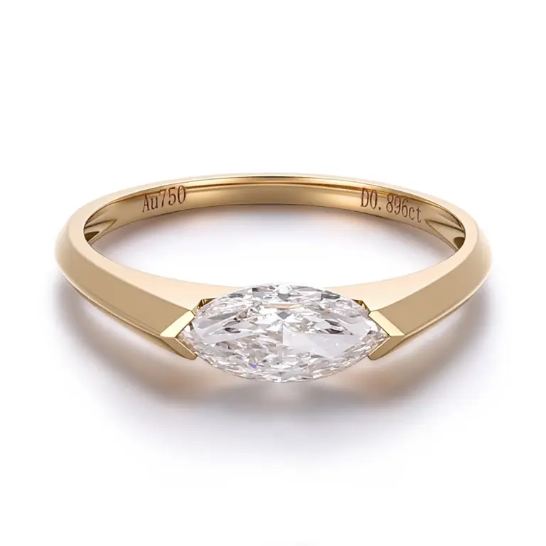 18k gold 0 8ct marquise lab grown diamond solitaire engagement ring 1