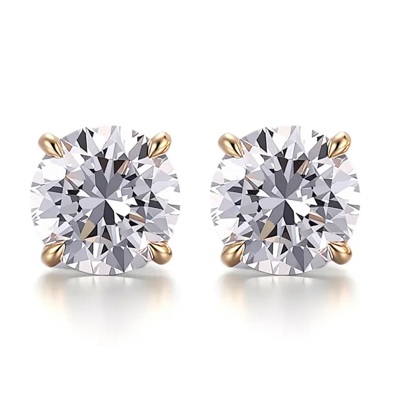 18k gold 1 5ct round lab grown diamond four prong stud earrings 1