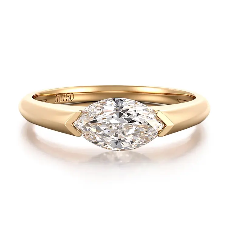 18k gold 1ct marquise lab grown diamond heirloom solitaire engagement ring 1