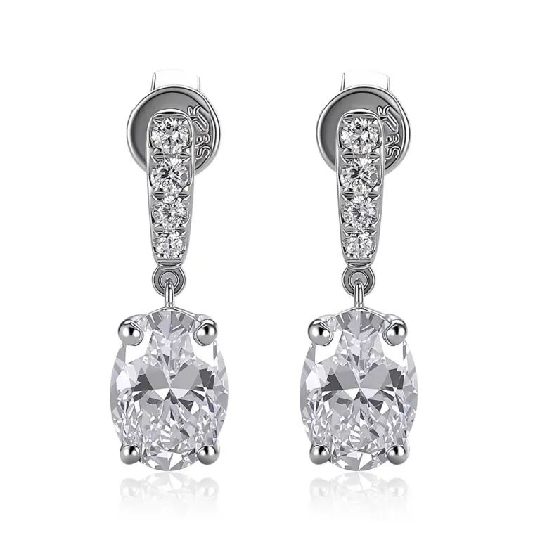 18k gold 1ct oval lab grown diamond drop earrings 1