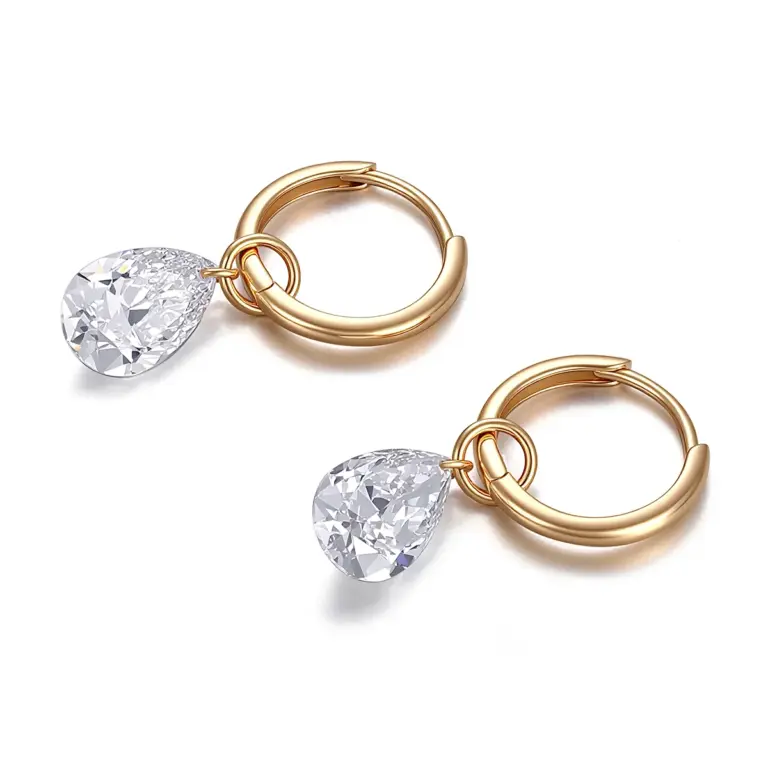 18k gold 1ct pear lab grown diamond solitaire drop earrings 1