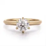 18k gold 1ct round lab grown diamond six prong solitaire engagement ring 1