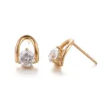 Brincos de ouro 18k com diamante solitário redondo de 1 quilate cultivado em laboratório.