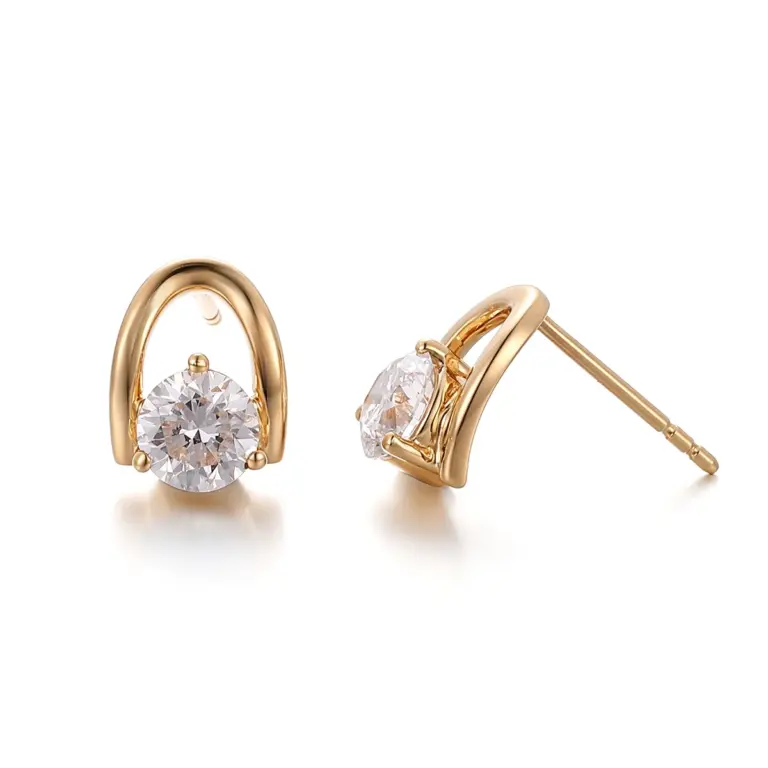 18k gold 1ct round lab grown diamond solitaire stud earrings 1