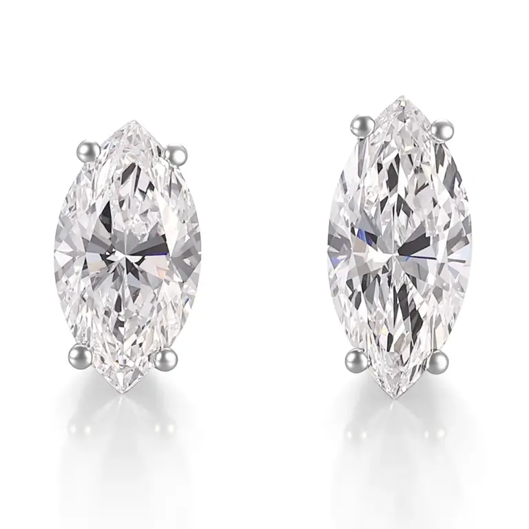 18k gold 2ct marquise lab grown diamond four prong stud earrings 1