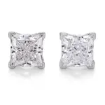 18k gold 2ct princess cut lab grown diamond stud earrings 1