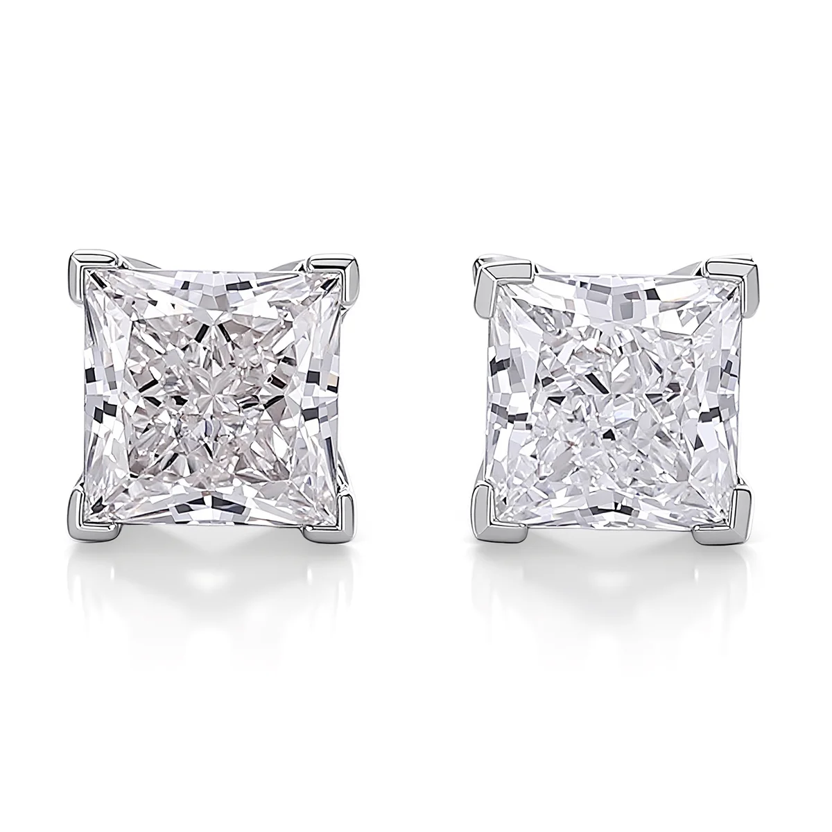 18k gold 2ct princess cut lab grown diamond stud earrings 1 18k gold 2ct princess cut lab grown diamond stud earrings 1