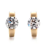 18k gold 2ct round lab grown diamond hoop earrings 1