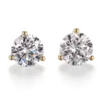 18k gold 2ct round lab grown diamond three prong stud earrings 1